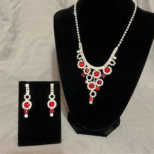 Prom/Special Occasion Necklace and Earrings, Red